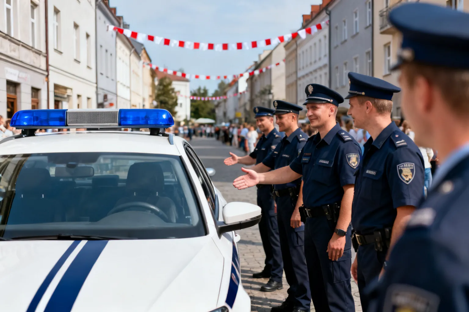 Policjanci na obchodach 100-lecia ulicy Focha w Gdyni