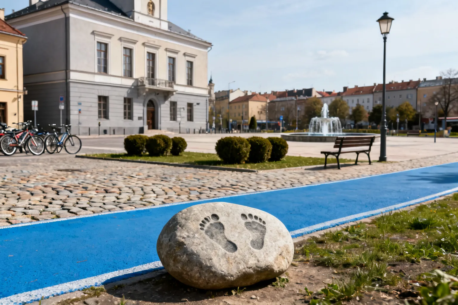 Kamień ze stopami dziecka Miastko — głaz przy niebieskim szlaku